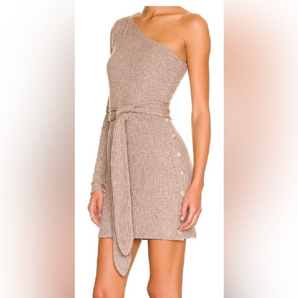 Lovers + Friends One Shoulder Dress in Chestnut Brown